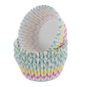 100個カップケーキライナー カラフルな波 カップケーキカップ スタンダードサイズ マフィンライナー ペーパー ベーキングカップ ラッパー 油汚れ防止 パーティー 結婚式 誕生日