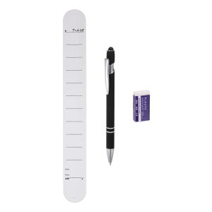 シリコンメモリストバンド 9.37" x 1.1" 20cm 8" 書き込み可能な装着型スラップブレスレット 腕輪 ローリングボールジェルインクペンと消しゴム付き 日常生活用 ホワイト