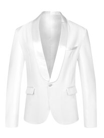 Lars Amadeus ウェディング 結婚式 カジュアル ビジネスブレザー ワンボタン ショールカラー フォーマル プロム スポーツ コート メンズ ホワイト S