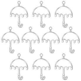 PATIKIL 合金オープンバックベゼルペンダント 20個 傘の形 中空レジンペンダントフレーム DIY工芸品 イヤリング ネックレス ブレスレット作成用 シルバートーン