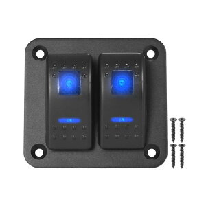 X AUTOHAUX �X�C�b�`�p�l�� �J�[LED���b�J�[�g�O�� �h�� �u���[ DC 12V 24V 74x68x94 mm 1�Z�b�g