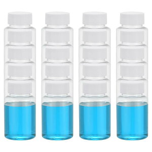 PATIKIL 20個入り 100ml しやくボトル PETワイドマウスラウンドボトル ネジキャップ付き 実験室用水しやく 液体 固体サンプル 保管 シール 透明