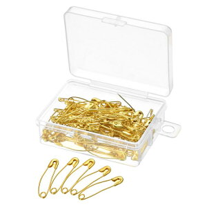 安全ピン 28 mm カーブドメタルソーイングピン キルティングニットベンディングピン ブランケットクラフトブローチメイキング用 ゴールドトーン 100カウント