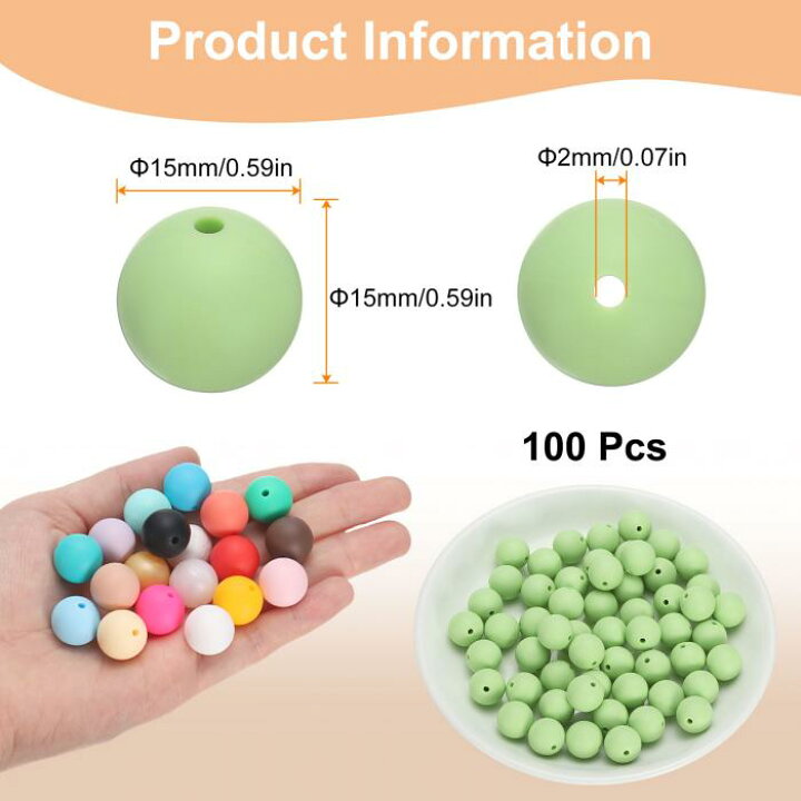 楽天市場】100個 シリコンビーズ 15mm シリコンビーズ ペン用 ルーズ 