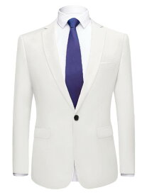 Lars Amadeus ブレザー ドレススーツ スリムフィット シングルブレスト ワンボタン ウエディング メンズ ホワイト L