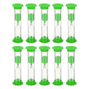 PATIKIL 3分砂時計 10個 小さな砂時計 プラスチックカバー付き 秒読み砂時計 ゲーム キッチン パーティーの記念品 DIYの装飾用 グリーン