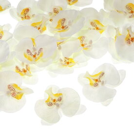 PATIKIL 90 mm 人工的な蘭の花ヘッズ 40個 シルク胡蝶蘭 フェイク胡蝶蘭ヘッズ 結婚式 花束 装飾 DIY クラフト作成用 ホワイト