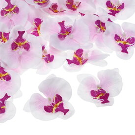 PATIKIL 90 mm 人工的な蘭の花ヘッズ 40個 シルク胡蝶蘭 フェイク胡蝶蘭ヘッズ 結婚式 花 花束 装飾 DIY クラフト作成用 ホワイト パープル