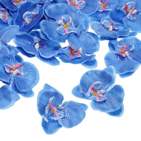 PATIKIL 90 mm 人工的な蘭の花ヘッズ 40個 シルク胡蝶蘭 フェイク胡蝶蘭ヘッズ 結婚式 花 花束 装飾 DIY クラフト作成用 ブルー