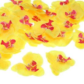 PATIKIL 90 mm 人工的な蘭の花ヘッズ 40個 シルク胡蝶蘭 フェイク胡蝶蘭ヘッズ 結婚式 花 花束 装飾 DIY クラフト作成用 イエロー