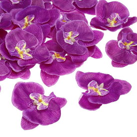 PATIKIL 100 mm 人工的な蘭の花ヘッズ 40個 シルク胡蝶蘭 フェイク胡蝶蘭ヘッズ 結婚式 花 花束 装飾 DIY クラフト作成用 ダークパープル