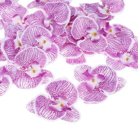 PATIKIL 100 mm 人工的な蘭の花ヘッズ 40個 シルク胡蝶蘭 フェイク胡蝶蘭ヘッズ 結婚式 花 花束 装飾 DIY クラフト作成用 パープル