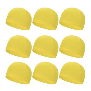 PATIKIL メンズ用ヘルメット用ライナースカルキャップ 9パック汗をかく帽子 伸ばし性あるヘルメット用下帽子 ランニング 自転車 オートバイ サイクリング用 イエロー