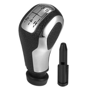 5速ギアシフトノブ 車の手動ギアシフトレバー ギアシフターヘッド ノブヘッド Citr oenに対応 C5に対応 P eugeotに対応 合成皮革 シルバートーン