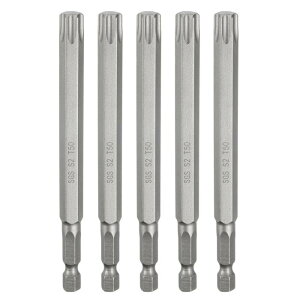 5個入りT50トルクスヘッドスクリュードライバービット1/4"六角シャンク4.3インチ(110mm)長磁気なし穴付きタンパープルーフ6角スタースクリュードライバードリルビットS2鋼産業用パワースク