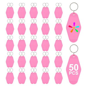 PATIKIL ヴィンテージモーテルキーチェーン、50パックブランクホテルキーホルダー菱形レトロキータグDIYクラフトオーナメントバックパック荷物ラベルタグ用、ピンク