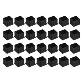 28個の椅子脚床保護具、35 x 35mm/1.38 x 1.38インチPVC製滑り止めスクエア家具脚フィートカバー、ハードウッドフロア、パ ティオ椅子、テーブル、ベッド用、黒