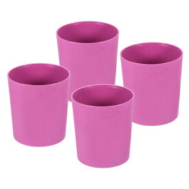 PATIKIL 9.3 cm プラスチック植木鉢 4個 ラウンド フラワープランターコンテナ 屋内屋外用 ピンク