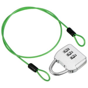 PATIKIL セキュリティ鋼ケーブル 3桁コンビネーションロック付き 旅行パッドロック 0.5 M グリーン コーティング 安全ワイヤーロープ ダブルループ 荷物スーツケース用 シルバー