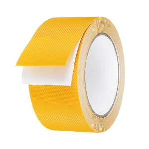 非グリッドテープ 2" x 16.5フィート 防水チェック柄非滑りスキ ッドテープ PEVA自己粘着裏地 階段踏み板 ハードウッドフロア 屋内外ステップ イエロー