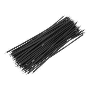 50個入り 20AWG 両端にティンメッキされたコネクタワイヤー 1ピン 10cm 電気ジャンパーワイヤー 半田付け端子 フライングワイヤー 内部接続用 黒色