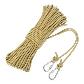 フック付きホローブレードポリプロピレンアンカーロープ 1/4"100フィートナイロンフロー ティングライン マリンプール用ライフボートアンカーロープ カーキ