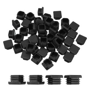 PATIKIL 1 "プラスチックチューブエンドキャップ 50個のスクエアホールプラグインサート ラウンドアイアンパイプの椅子の脚 テーブル 本棚 パティ オ家具用 ブ ラッ ク