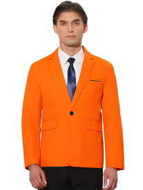 Lars Amadeus ジャケット コート スーツ ビジネス ブレザー ワンボタン ノッチドラペル 無地 メンズ オレンジ S