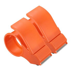 PATIKIL 14.4cm テープディスペンサー 2個入り 手持ちテープカッターホルダー 梱包 出荷 倉庫ツール オレンジ