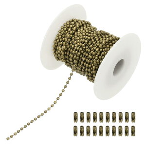 PATIKIL 10m/32.8ft �r�[�Y�{�[���`�F�[�� 2.4mm �X�e�����X�X�`�[���v���`�F�[���G�N�X�e���V���� 20�� �R�l�N�^�[�t�� �^�O�`�F�[�� �L�[�`�F�[�������O DIY�N���t�g�p �u�����Y