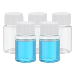 PATIKIL 5個セット 20ml しやくボトル PETワイドマウスラウンドボトル スクリューキャップ付き 実験室用水しやく液体固体サンプル保管シール 透明