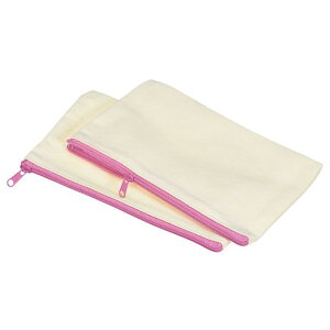 キャンバスジッパーポーチ ブランクジップ DIYバッグ 筆入れ プレーン クラフト 収納ポケット 旅行整理アクセサリー用 ピンク 4個