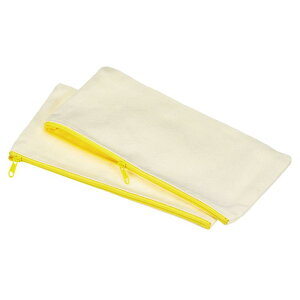 キャンバスジッパーポーチ ブランク DIYクラフト ジップバッグ 筆入れ オーガナイザーポケット 旅行収納アクセサリー用 イエロー 10個