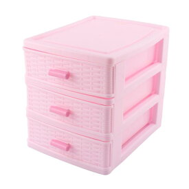 収納ボックス 小物収納整理 ピンク プラスチック 3段式 1個