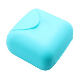 石鹸ホルダー 旅行 プラスチック製 正方形 シャワー 石鹸 ホルダー 容器 携帯式 ボックス ケース ブルー