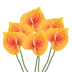 PATIKIL 33 cm 人工的なアンスリウムユリフラワー 6個 パーマネントフラワー フラワーアレンジメント 花束 家の装飾 ブライダル 結婚式 フェスティバルパーティー用 ダークオレンジ
