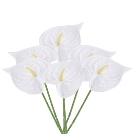 PATIKIL 33 cm 人工的なアンスリウムユリフラワー 6個 パーマネントフラワー フラワーアレンジメント 花束 家の装飾 ブライダル 結婚式 フェスティバルパーティー用 ホワイト