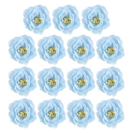 PATIKIL 造花ヘッド 15個入り フェイクフラワーヘッド バルクシルク牡丹ヘッド シミュレーションフラワー ブーケ 花輪 結婚式の装飾用 ライトブルー