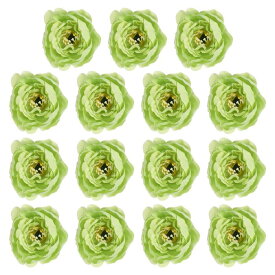 PATIKIL 造花ヘッド 15個入り フェイクフラワーヘッド バルクシルク牡丹ヘッド シミュレーションフラワー ブーケ 花輪 結婚式の装飾用 緑