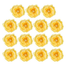 PATIKIL 造花ヘッド 15個入り 造花ヘッドバルクシルク牡丹ヘッドシミュレーションフラワーブーケ花輪結婚式の装飾用 イエロー