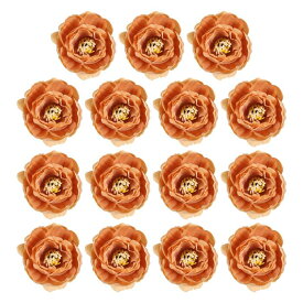 PATIKIL 造花ヘッド 15個入り 造花ヘッドバルクシルク牡丹ヘッドシミュレーションフラワーブーケ花輪結婚式の装飾 コーヒー