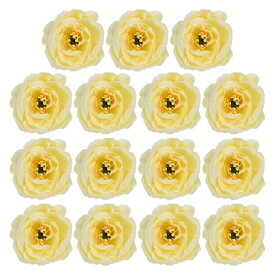 PATIKIL 造花ヘッド 15個入り フェイクフラワーヘッド バルクシルク牡丹ヘッド シミュレーションフラワー ブーケ 花輪 結婚式の装飾用 レモン