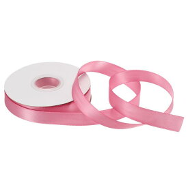 サテンリボン グログラン 薄い ソリッドシルク ウェディングブーケリボン 15 mm 50ヤード バレンタインデー ギフト包装 ケーキボックス リボン用 ピンク