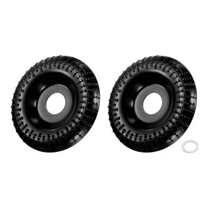 2個 木彫りディスクグラインダーホイール 4-1/2" アングルグラインダーホイール アーク彫刻ディスク 7/8" アーバー付き 木工 形状研磨用 黒色