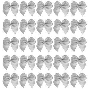 PATIKIL 1インチミニサテンリボンボウ 200個 リボンフラワーDIYクラフトリボンボウアップリケ ギフト 裁縫 スクラっプブッキング デコレーション ウェディング 卒業式用 グレー