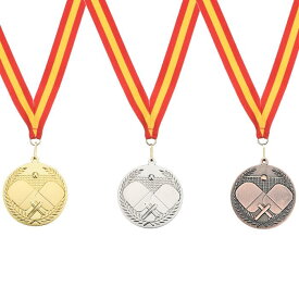 PATIKIL 68 mm ピンポンメダル 3個 卓球賞メダルセット 金銀銅メダル リボン付き レッド イエロー ゲーム スポーツ競技用