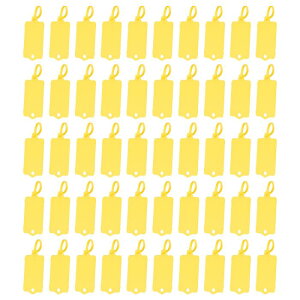 PATIKIL 再利用可能なプラスチックタグ 50個 はいそうタグ 防水 ラベル付け用 はいそうラベル セキュリティシール 書き込み可能なマーカータイ 吊り下げタグ 保管タグ イェロー