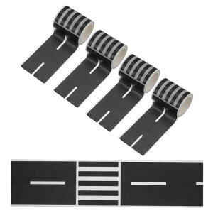 PATIKIL 66ft ロードテープ プレイテープカートラッ クテープトラフィック和紙テープハイウェイトレインDIYクラフトアートジャーナルスク ラップブックプランナースタイル6 黒