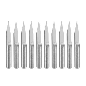 木材彫刻ビット CNCルーターツール 超硬ソリッド アクリル PVC MDF PCB 木彫り用 45度 0.2 mmチップ 3.175 mmシャンク 10個