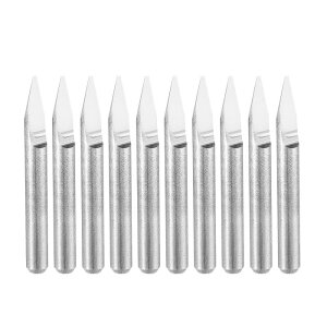 木材彫刻ビット CNCルーターツール 超硬ソリッド アクリル PVC MDF PCB 木彫り用 30度 0.6 mmチップ 3.175 mmシャンク 10個